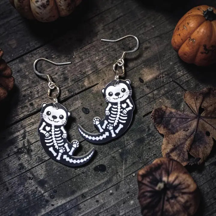SKELETON SEA OTTER | Acrylic Dangle Earrings