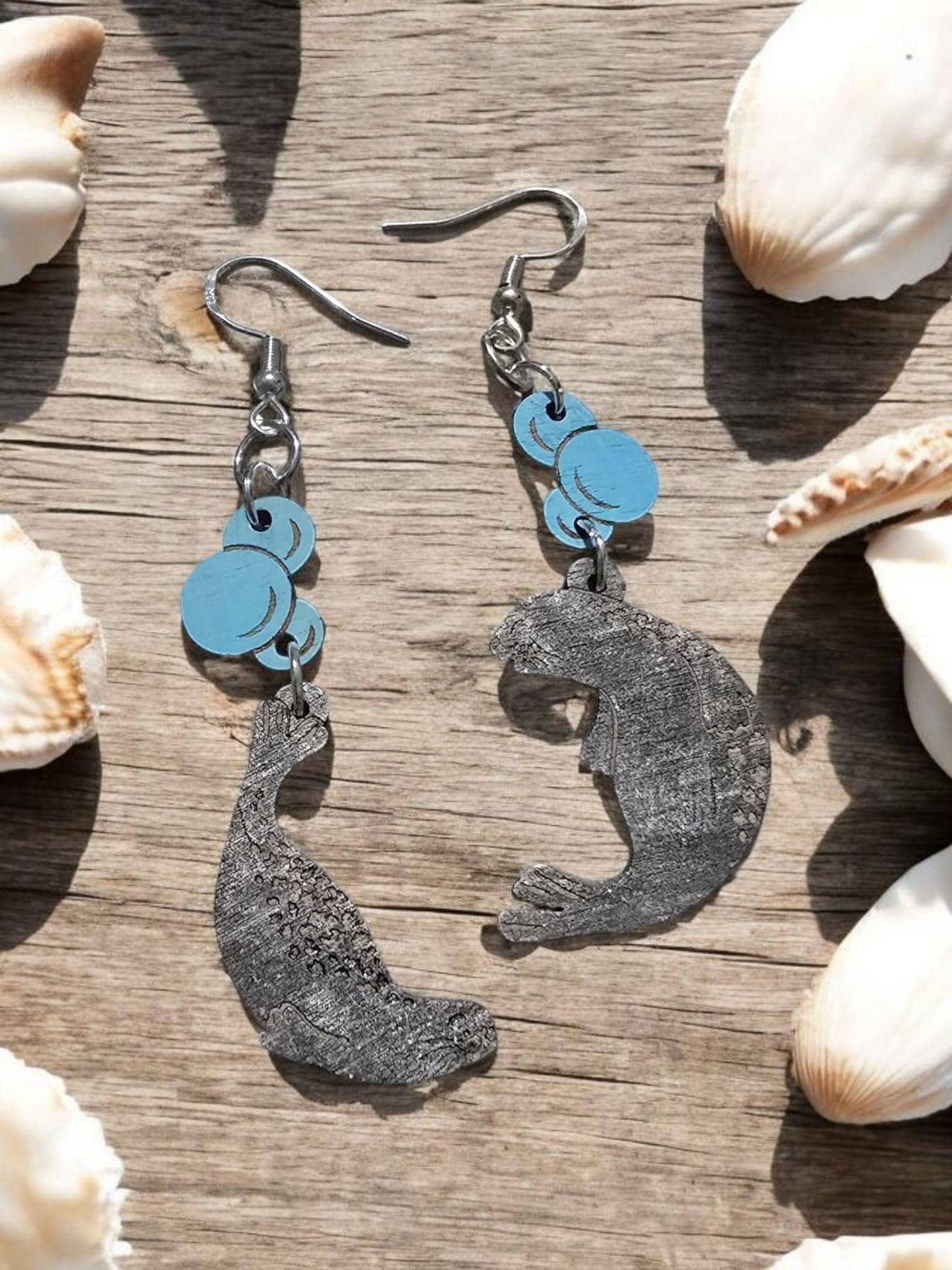 PLAYFUL SEAL BUBBLE | Dangle Earrings - seal, bubbles, ocean-inspired, beach gift, Alaska gift, arctic mammal, unique