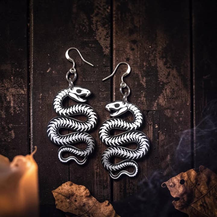 SKELETON SERPENT | Acrylic Dangle Earrings