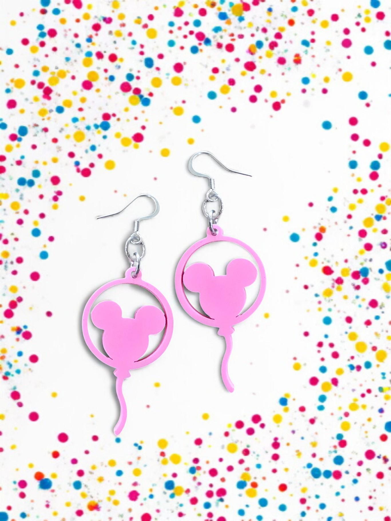CUSTOMIZABLE BALLOON MOUSE | Dangle Earrings - mouse head, balloon, theme
