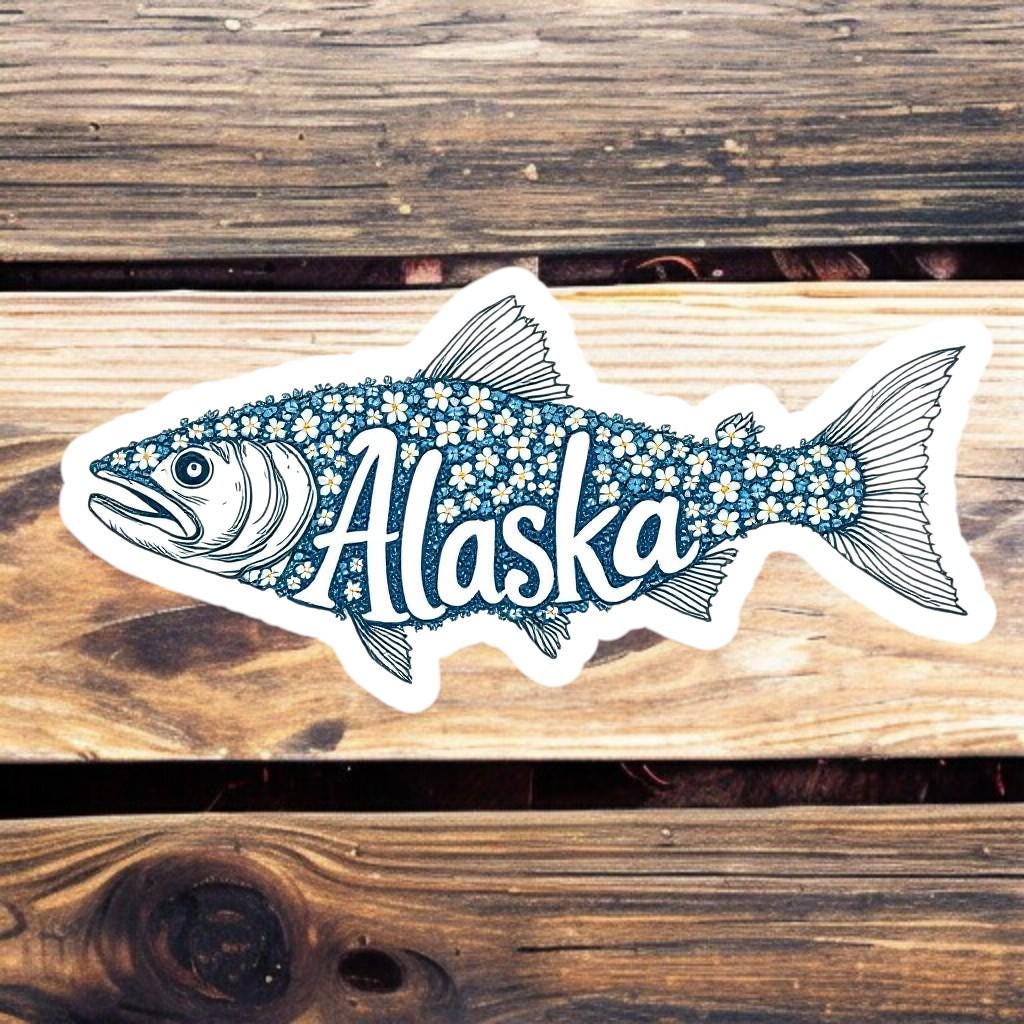 ALASKA FLORAL SALMON | Vinyl Sticker