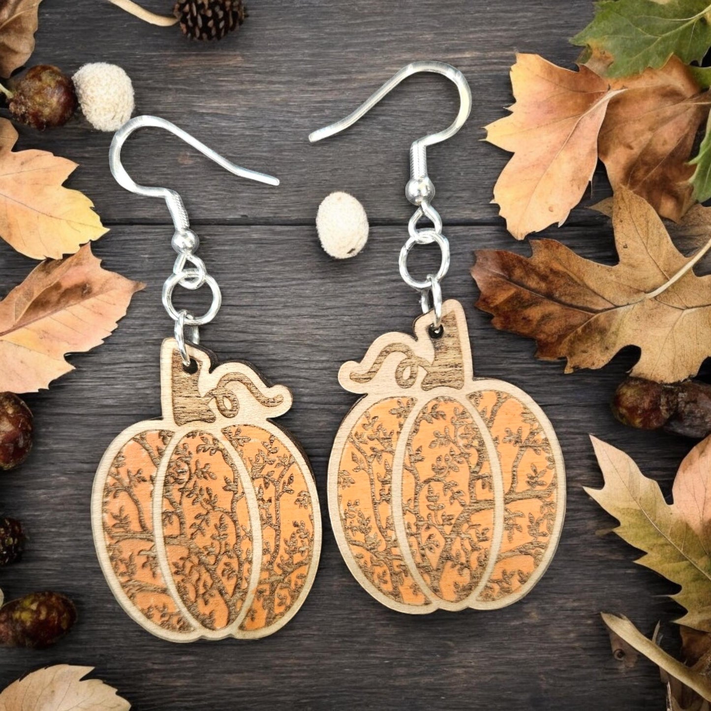 LEOPARD or LEAVES PUMPKIN | Dangle Earrings