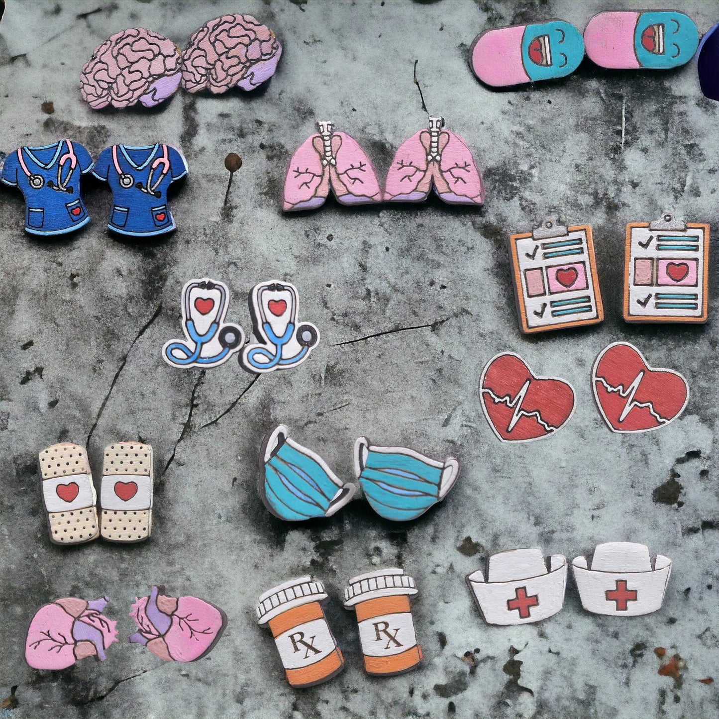 NURSE | 3 Piece Stud Earrings Set