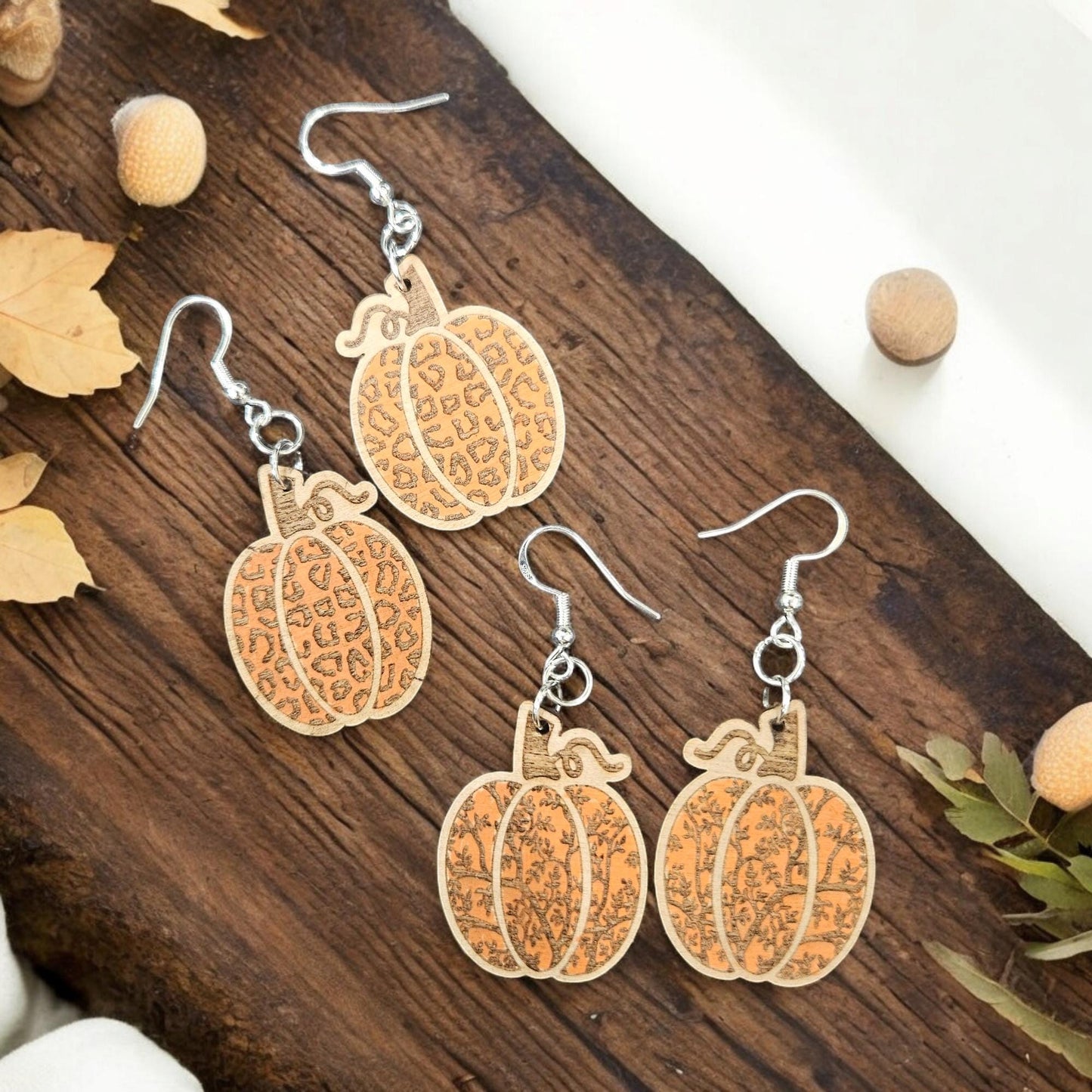 LEOPARD or LEAVES PUMPKIN | Dangle Earrings