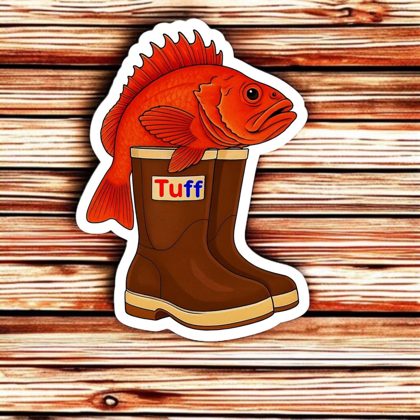 ALASKA ROCKFISH BOOT | Vinyl Sticker - xtra tuff, rubber boot, rock fish, flounder, cute Alaskan, halibut