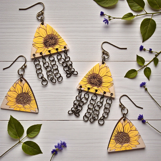 TRIANGULAR SUNFLOWER | Dangle Earrings