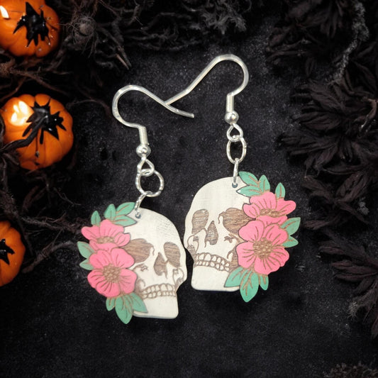 SKULL HIBISCUS | Dangle Earrings