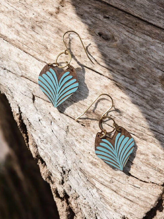 WISPY TEAL FAN | Dangle Earrings