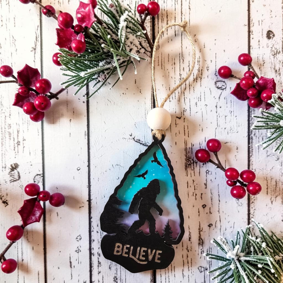 BIG FOOT BELIEVE | UV Printed Christmas Ornament