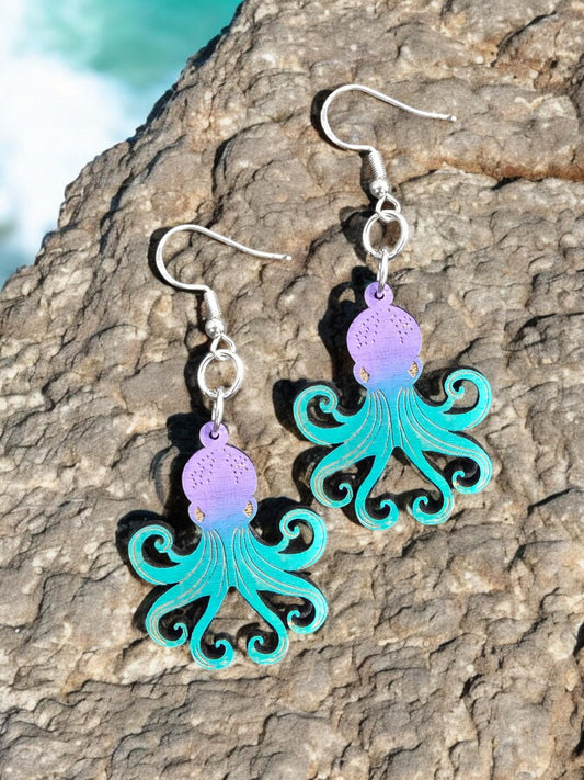 OCEANIC OCTOPUS OMBRE | Dangle Earrings- ocean earrings, octopus earrings, beach gift, gift for sea lovers