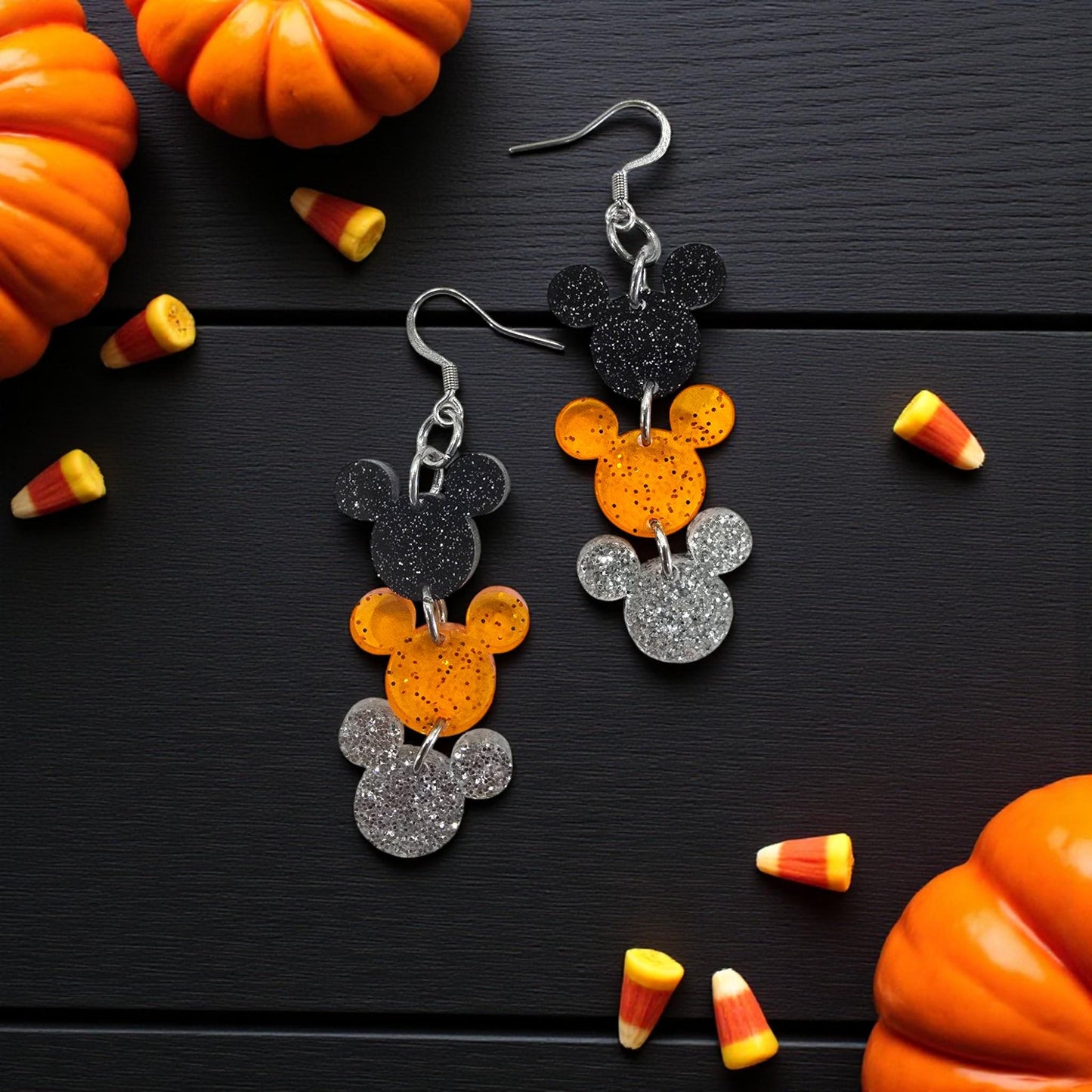 HALLOWEEN MOUSE TRIO | Dangle - Halloween earrings, mouse earrings, Halloween mouse, acrylic earrings, fall earrings