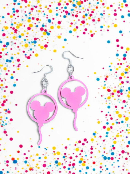 CUSTOMIZABLE BALLOON MOUSE | Dangle Earrings - mouse head, balloon, theme