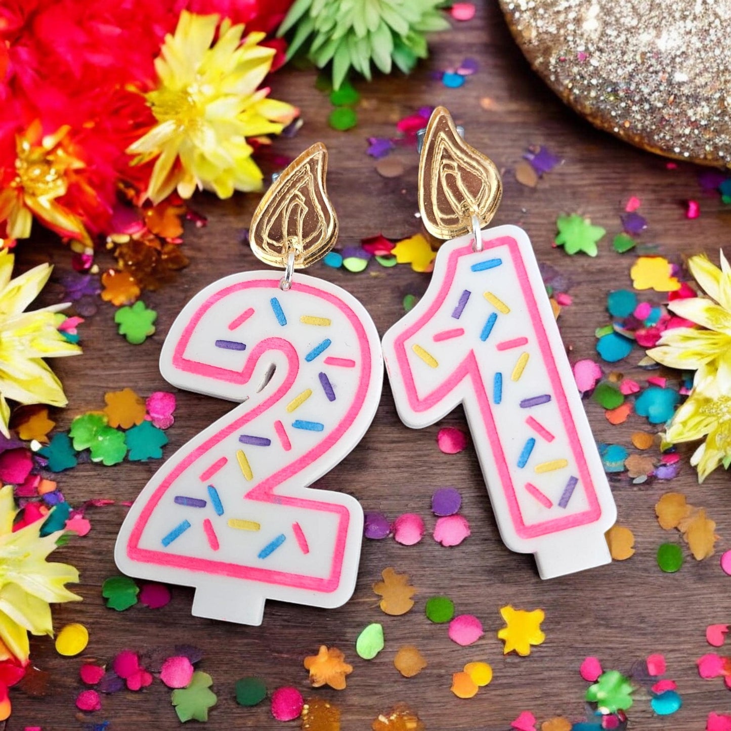 BIRTHDAY CANDLE (Colorful) | Stud + Dangle Earrings