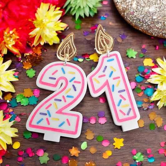 BIRTHDAY CANDLE (Colorful) | Stud + Dangle Earrings