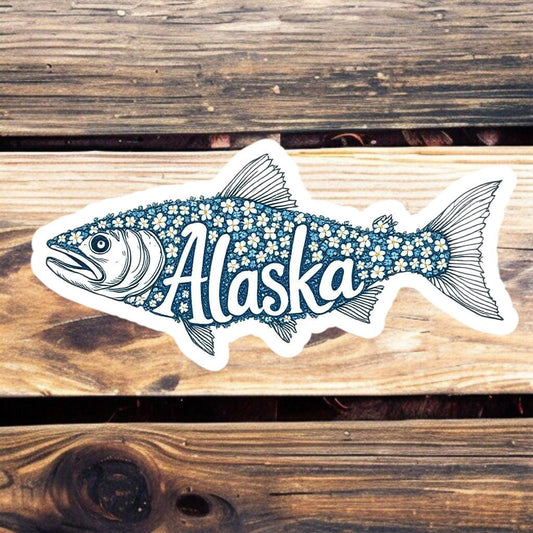 ALASKA FLORAL SALMON | Vinyl Sticker