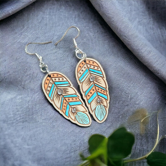 BOHEMIAN FEATHER RHINESTONE | Dangle Earrings