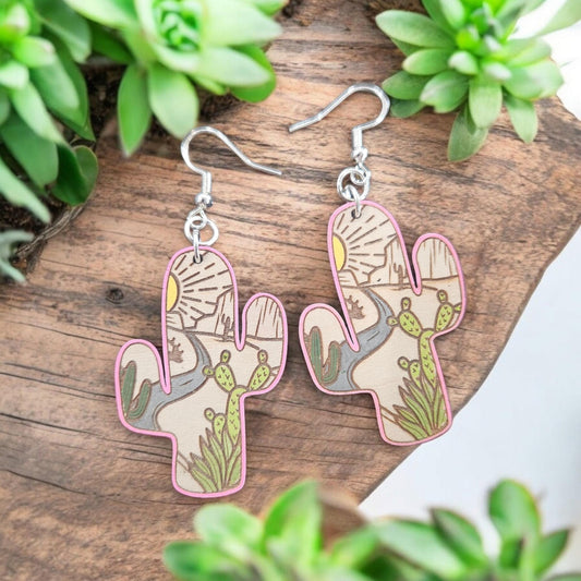 CACTUS DESERT SCENE | Dangle Earrings