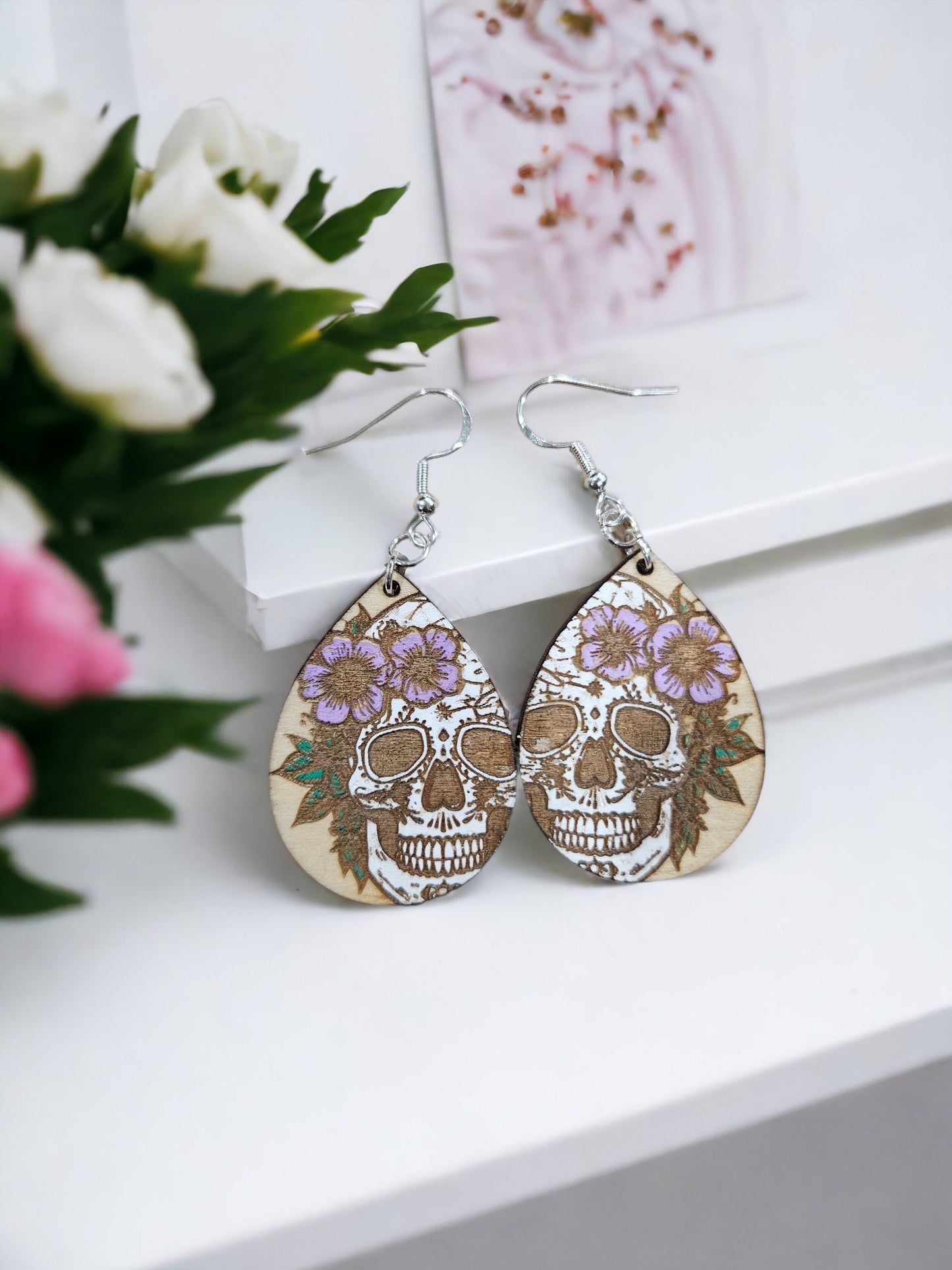FLORAL SUGAR SKULL | Dangle Earrings