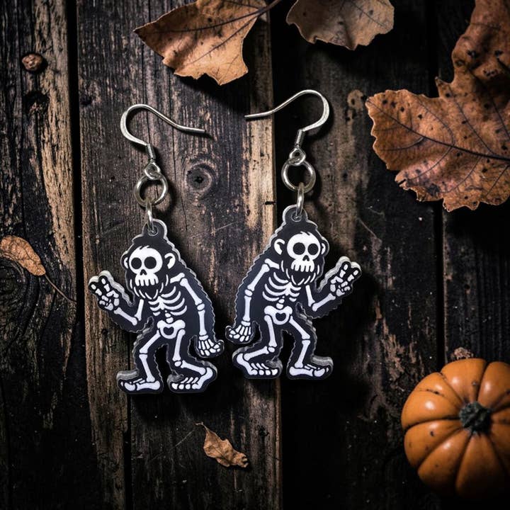 SKELETON SASQUATCH | Acrylic Dangle Earrings