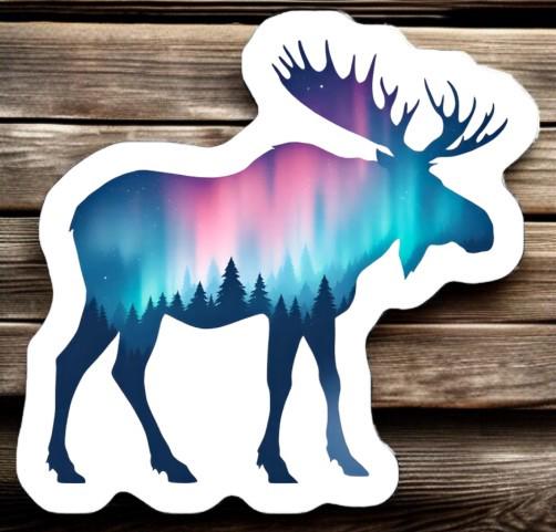 NORTHERN LIGHTS MOOSE | Vinyl Sticker
