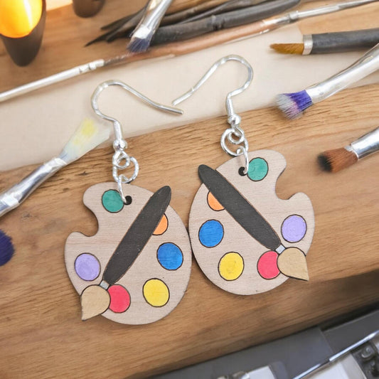 ARTSY PALETTE & PAINTBRUSH | Dangle Earrings