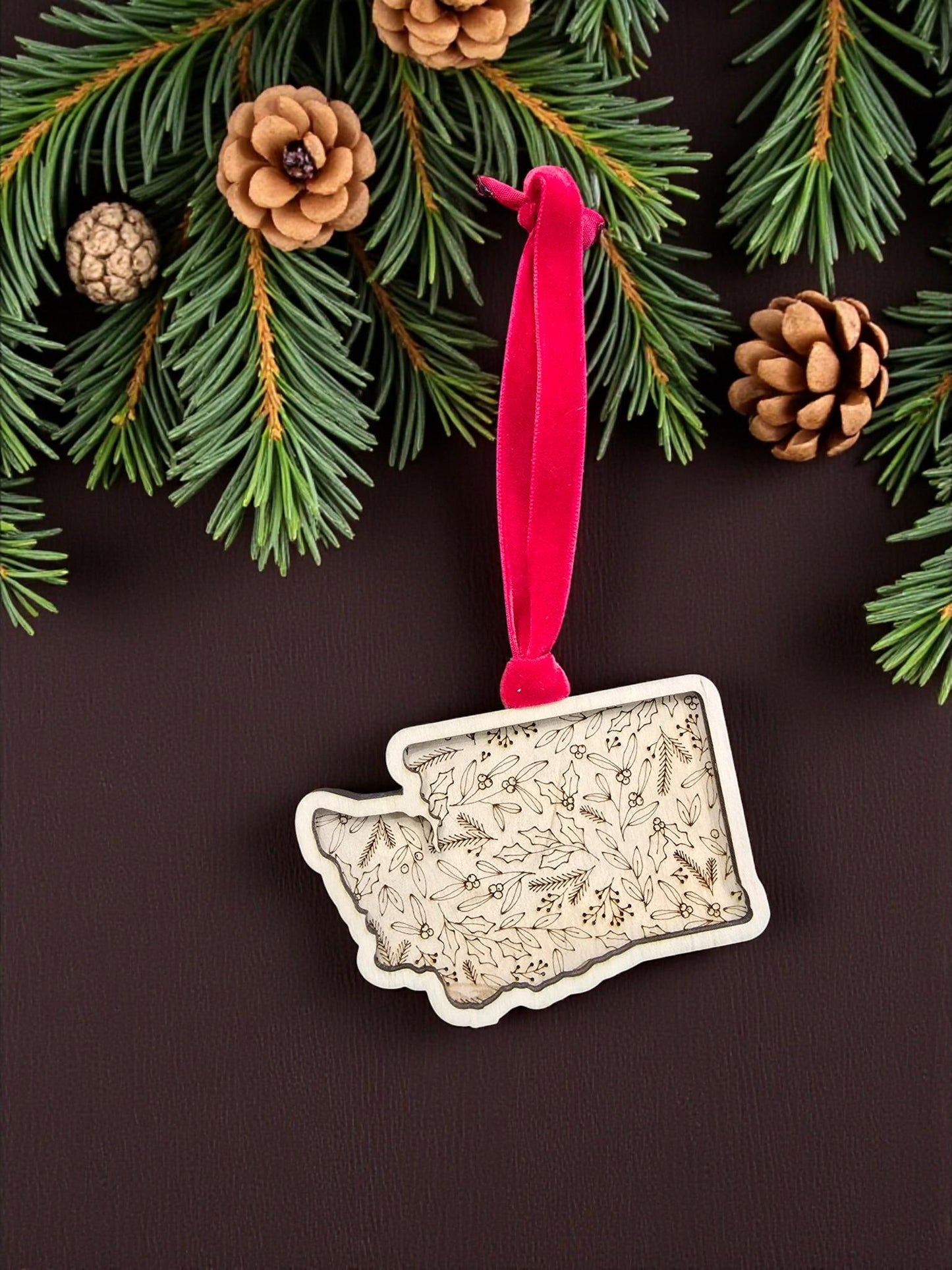 CHRISTMAS FLORAL STATE | Christmas Ornament
