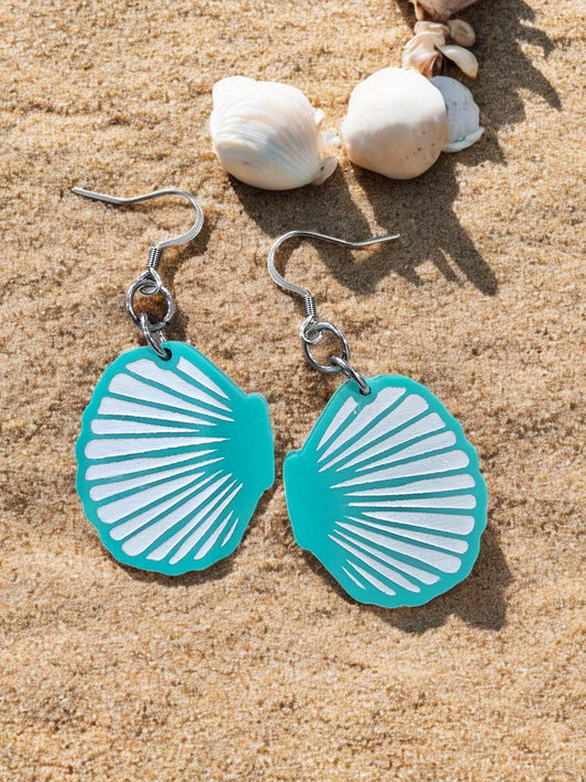 TEAL CLAM SHELL | Dangle Earrings