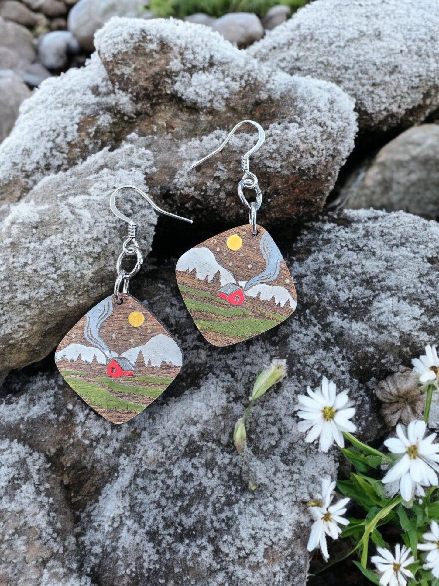 CABIN | Dangle Earrings - cabin, outdoors, camping, camp, hiking, off grid