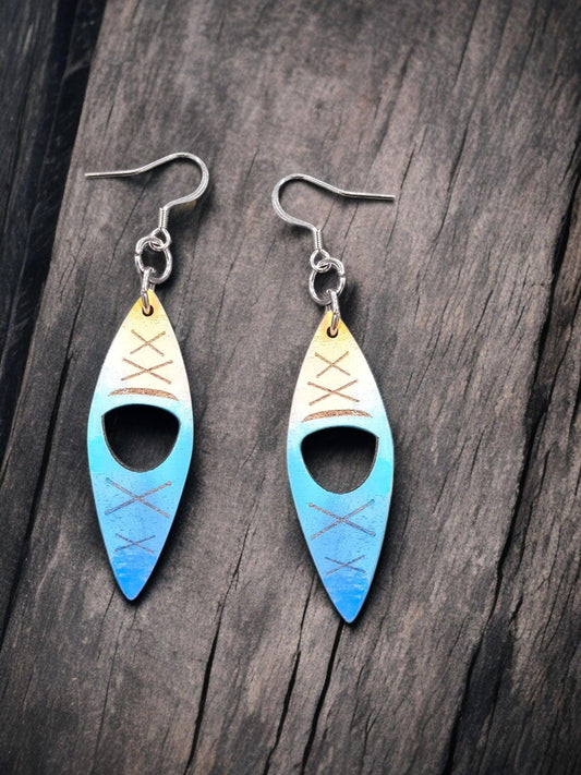 OMBRE KAYAK | Dangle Earrings - kayak gift, nature gift, nature earrings, boat earrings, outdoor earrings, adventure,