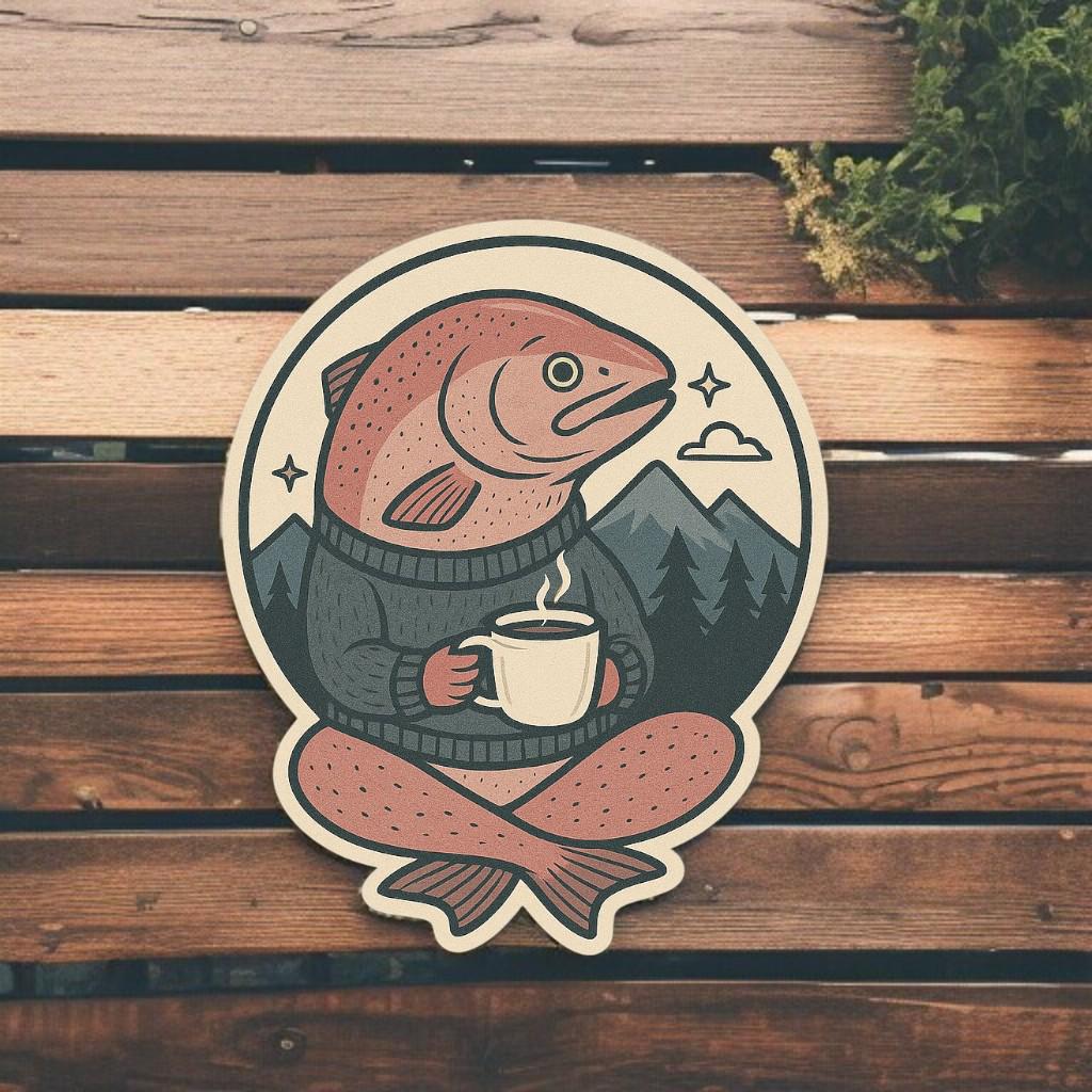 SALMON COFFEE | Vinyl Sticker