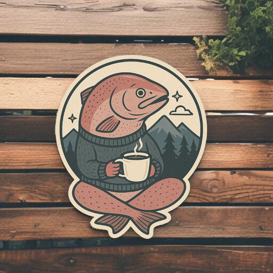 SALMON COFFEE | Vinyl Sticker