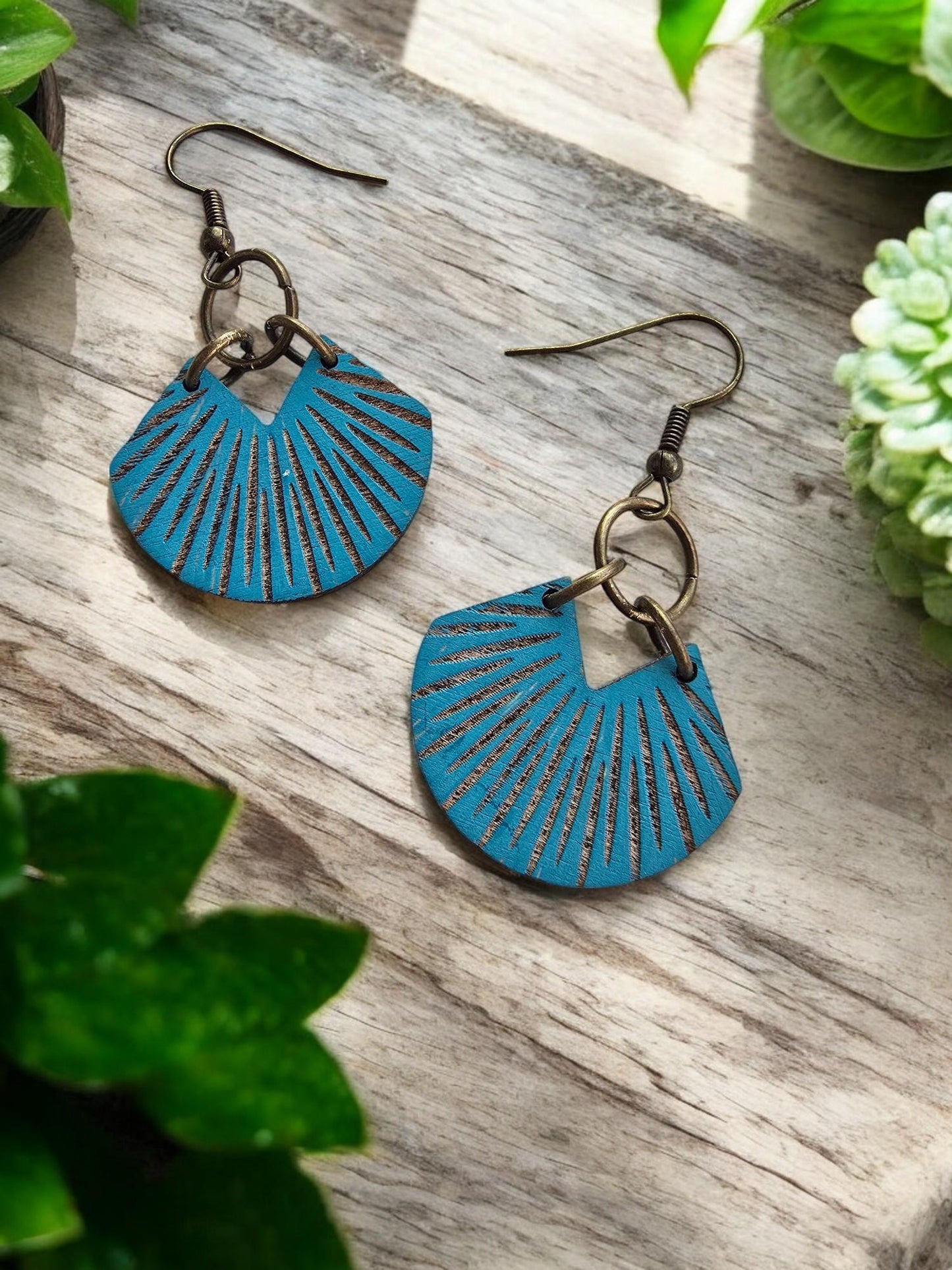 TEAL BRONZE BURST | Dangle Earrings