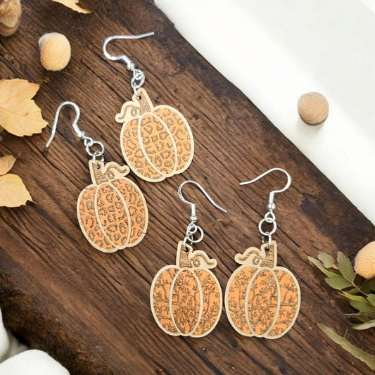 LEOPARD or LEAVES PUMPKIN | Dangle Earrings