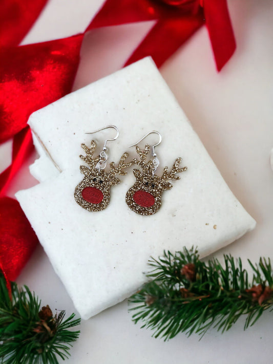 GOLD REINDEER | Dangle Earrings